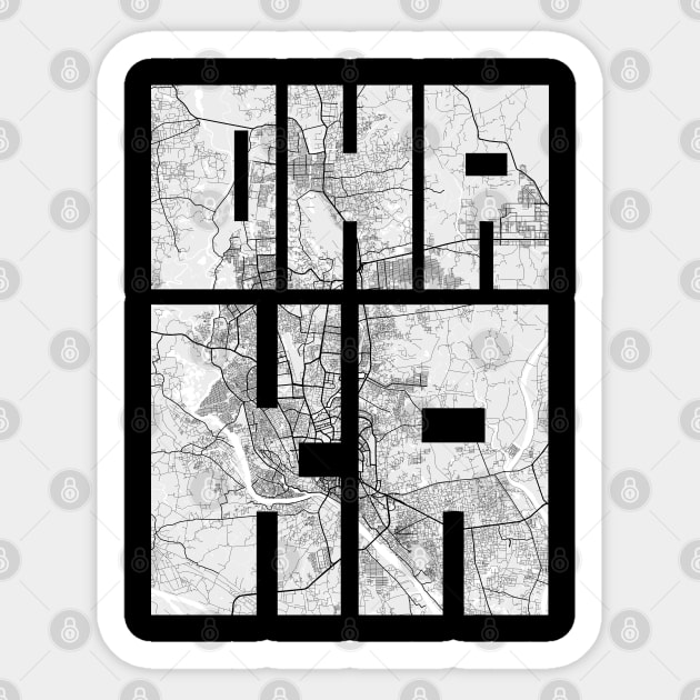 Dhaka, Bangladesh City Map Typography - Light Sticker by deMAP Studio